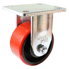 EHI - 100mm Red Urethane/ci Fixed Plate Castor | J23AZ85K100