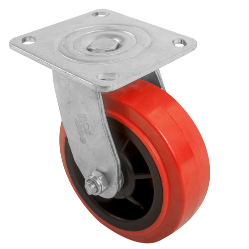 EHI - 150mm Red Urethane Swivel Plate Castor | J32AZ84K150