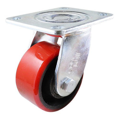 EHI - 100mm Red Urethane/ci Swivel Plate Castor | J32AZ85K100