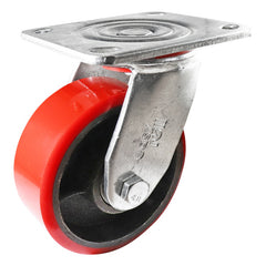 EHI - 125mm Red Urethane/ci Swivel Plate Castor | J32AZ85K125