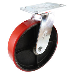 EHI - 200mm Red Urethane/ci Swivel Plate Castor 600kg | J32AZ85K200H
