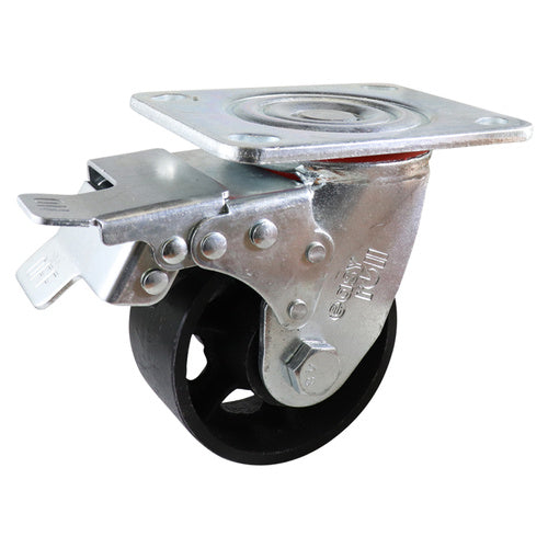 EHI - 100mm Cast Iron Swivel Plate Brake Castor | J32TZ82K100