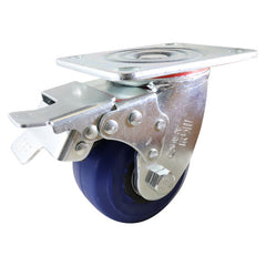 EHI - 100mm Blue Rubber Swivel Plate Brake Castor | J32TZ83K100