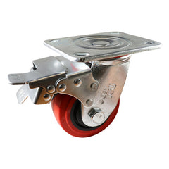 EHI - 100mm Red Urethane Swivel Plate Brake Castor | J32TZ84K100