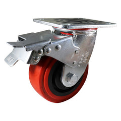 EHI - 125mm Red Urethane Swivel Plate Brake Castor | J32TZ84K125