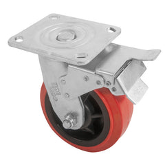 EHI - 150mm Red Urethane Swivel Plate Brake Castor | J32TZ84K150