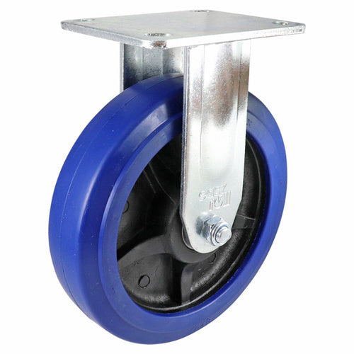 EHI - 200mm Blue Rubber Fixed Plate Castor 500kg | J33AZ83K200H