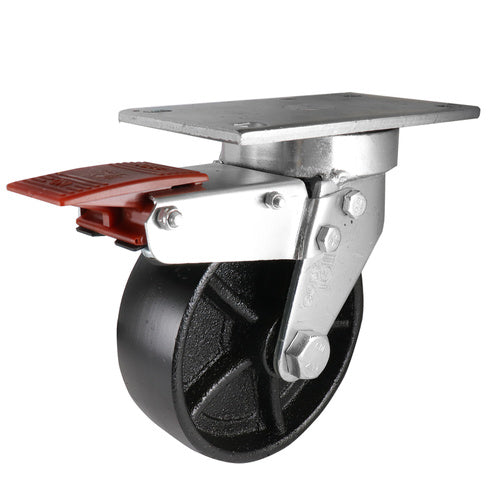 EHI - 150mm Ci Swivel Plate W/bin Brake Castor | J72TZ82G150