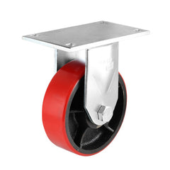 EHI - 150mm Red Urethane/ci Fixed Plate W/bin Castor | J73AZ85K150