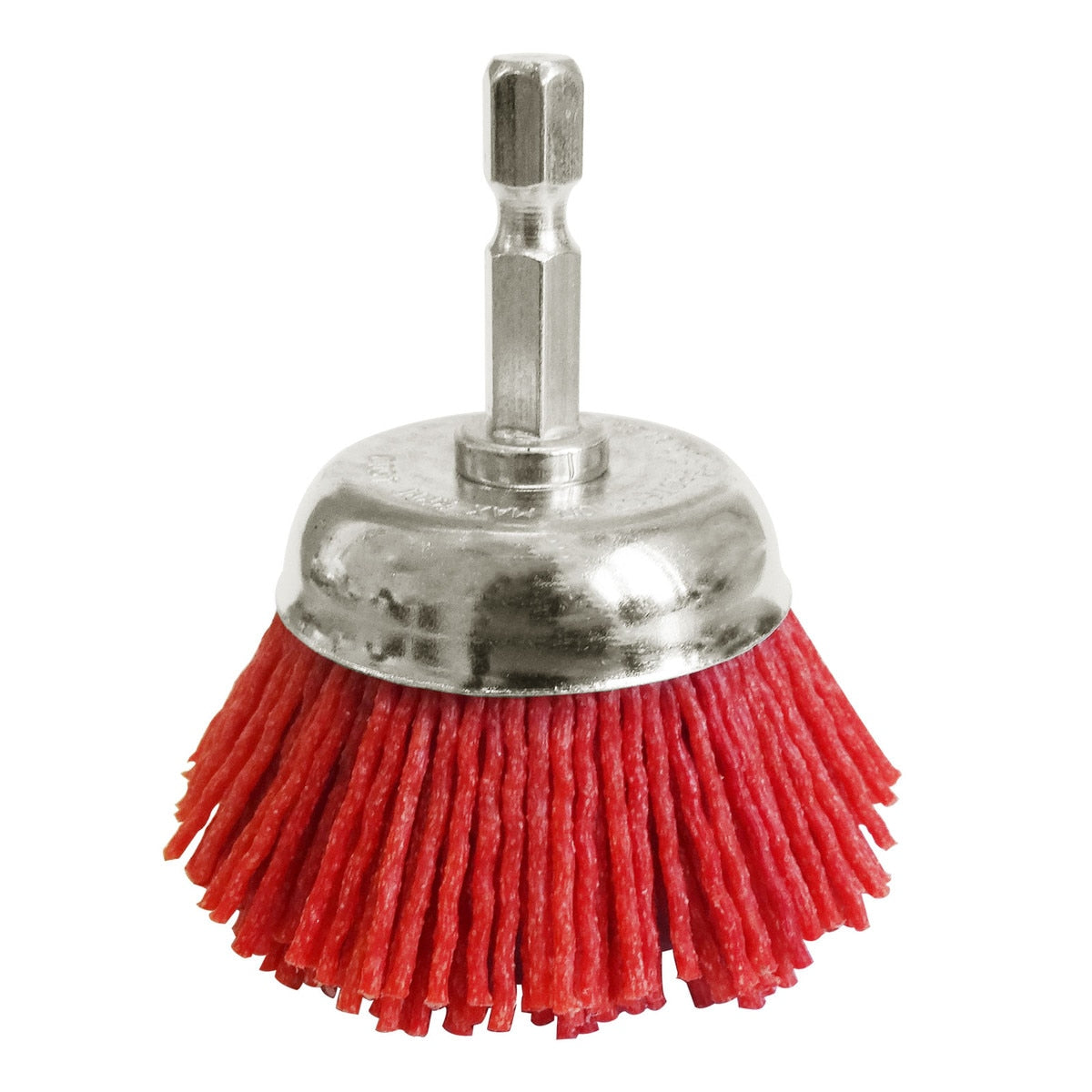 Josco - Brush Cup 50 - 80G 6.3 Hex Spindle Red Abrasive Nylon | JAC50R