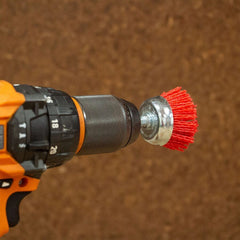 Josco - Brush Cup 50 - 80G 6.3 Hex Spindle Red Abrasive Nylon | JAC50R