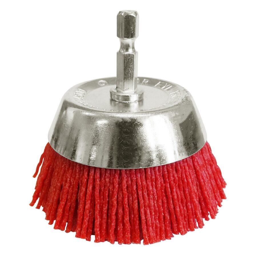 Josco - Brush Cup 75 - 80G 6.3 Hex Spindle Red Abrasive Nylon | JAC75R