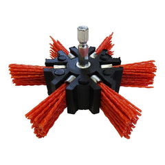 Josco - Brush Wheel 100 - 80G Fan 6.3 Hex Spindle Red Abrasive Nylon | JAF100R