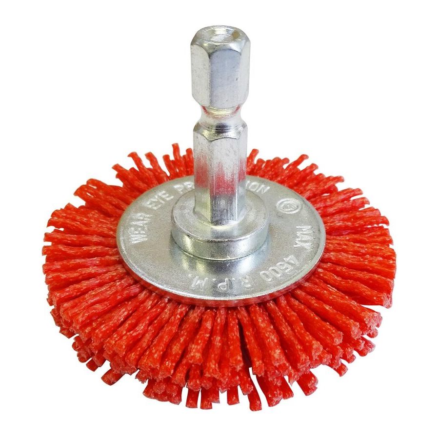 Josco - Brush Wheel 50 - 80G 6.3 Hex Spindle Red Abrasive Nylon | JAW50R