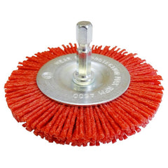 Josco - Brush Wheel 75 - 80G 6.3 Hex Spindle Red Abrasive Nylon | JAW75R