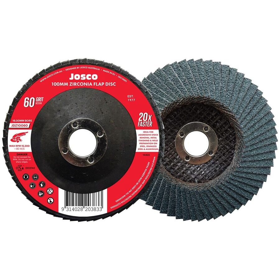 Josco - Flap Disc 100 x 16 - 60G Zirconia | JDZ10060