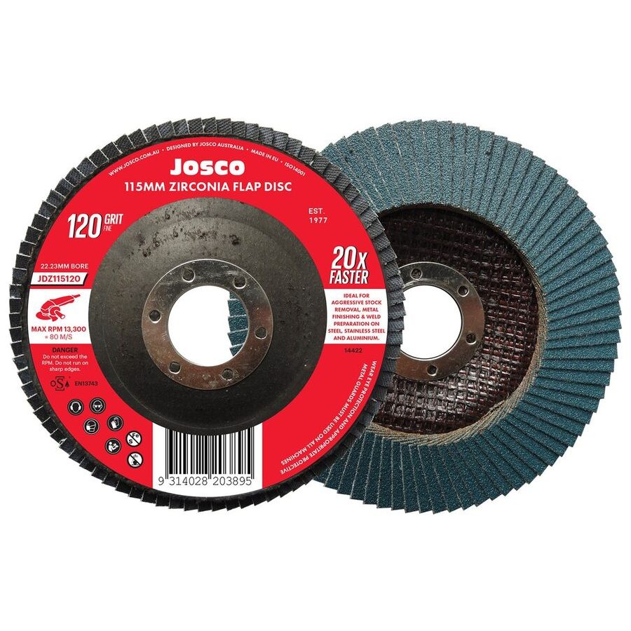 Josco - Flap Disc 115 x 22 - 120G Zirconia | JDZ115120