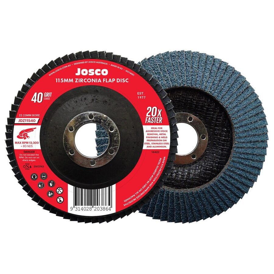 Josco - Flap Disc 115 x 22 - 40G Zirconia | JDZ11540