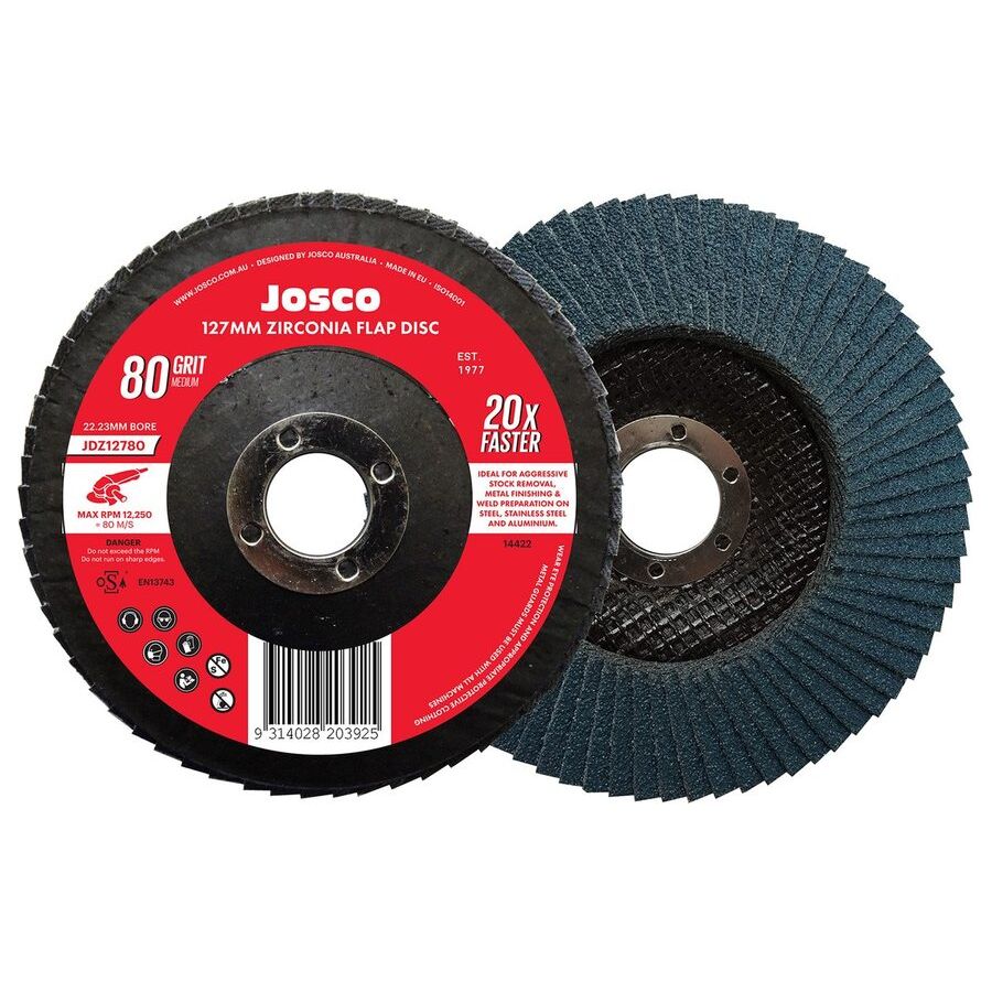 Josco - Flap Disc 127 x 22 - 80G Zirconia | JDZ12780