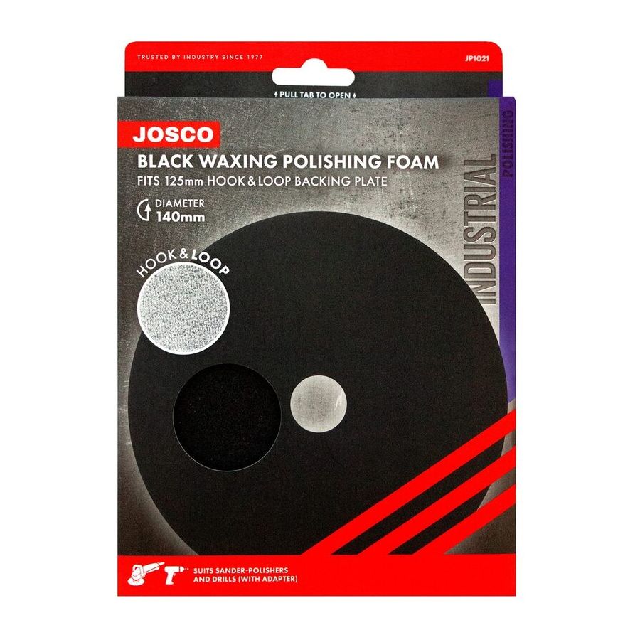 Josco - Polishing Foam Black Finishing 140 (5.5")  to fit 125 Hook and Loop | JP1021