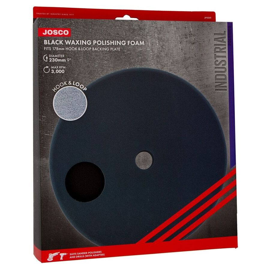 Josco - Polishing Buff Wa x Black Foam 178mm Hook & Loop | JP1041