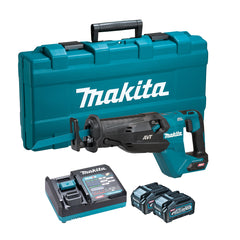 Makita Tools - 40V Max Brushless Orbital Recipro Saw - Includes 2 x 4.0Ah Batteries Single Port Rapid Charger & Carry Case | JR002GM201