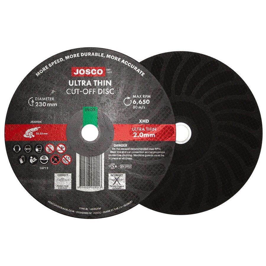 Josco - Cut-Off Disc UT Stainless 230 x 2.0 - 22.23 | JR20104