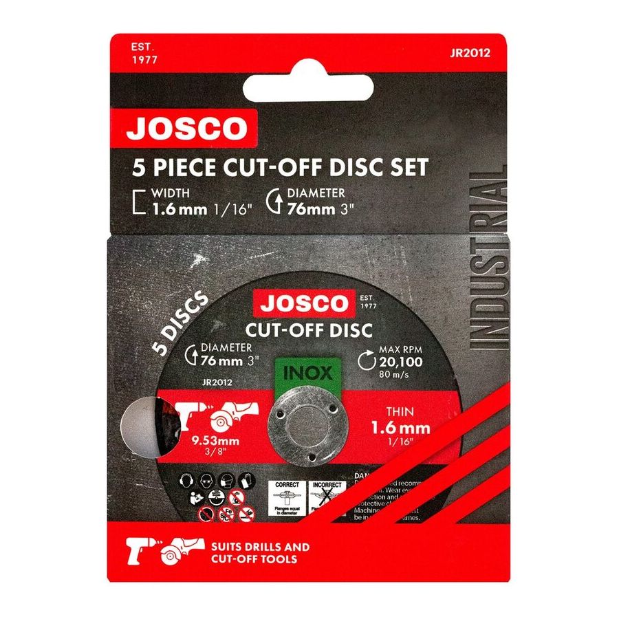 Josco - Cut-Off Disc 76 x 1.6 x 9.53 - 5pack | JR2012
