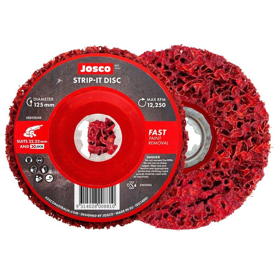Josco - Strip it Disc 125mm Red X-lock red plastic back | JSD125XR