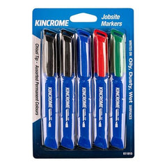 Kincrome Permanent Marker Chisel Tip 5 Pack Assorted Colours | K11810