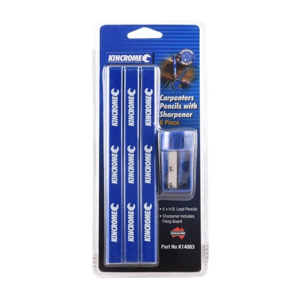 Kincrome Carpenters Pencils Pack of 7 Includes Sharpener | K14083