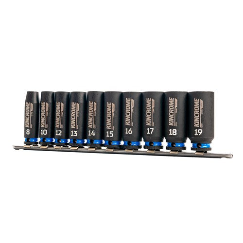 KINCROME Deep Impact Socket Rail 10 Piece 3/8" Drive - Metric | K2093