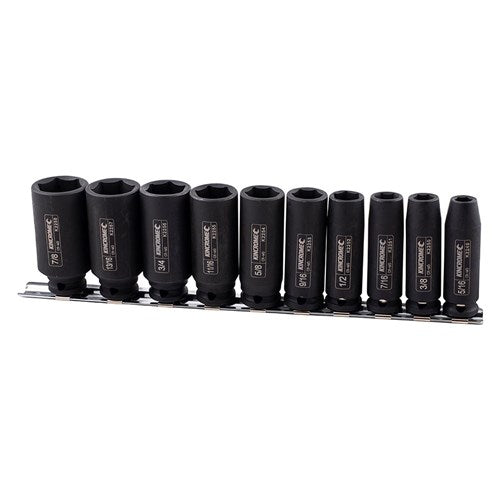 KINCROME Deep Impact Socket Rail 10 Piece 3/8" Drive - Imperial | K2094