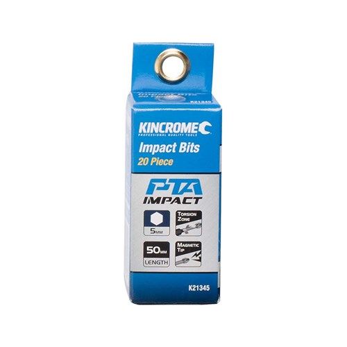 KINCROME Hex 5mm Impact Bit 50mm 20 Piece | K21345