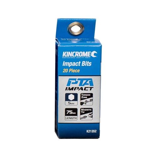 KINCROME Hex 5mm Impact Bit 75mm 20 Piece | K21352