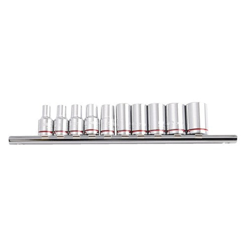 Kincrome Socket Rail 10 Piece 1/4" Drive Imperial (Mirror Polish) - ImperialK2171