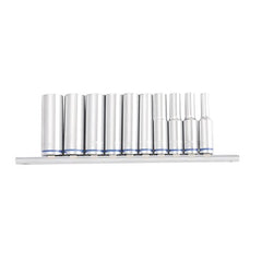 Kincrome Deep Socket Rail 10 Piece 1/4" Drive (Mirror Polish) - MetricK2176