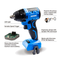 Kincrome - 18V Brushless 1/2" Compact Impact Wrench | K23116