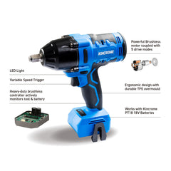 Kincrome - 18V Brushless 1/2" Mid-Torque Impact Wrench | K23117