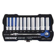 Kincrome LOK-ON Socket & Extension Set 13 Piece 1/4" Drive - Metric | K27053