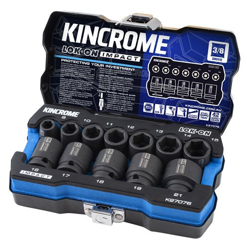 Kincrome - Heavy-Duty Impact Socket Set by LOKON - 12P 3/8 MET for Professionals | K27076