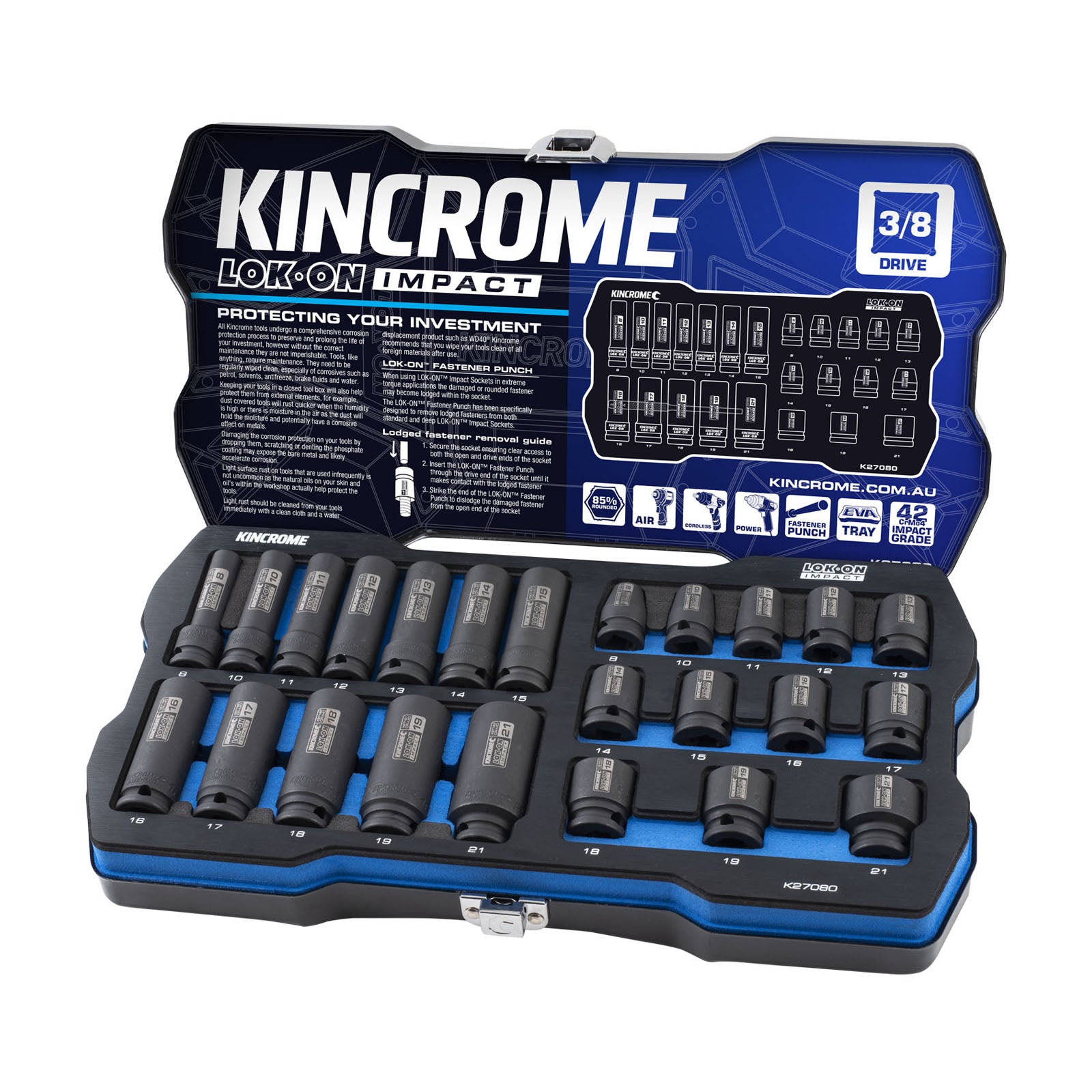 LOKON IMP 24P Heavy-Duty Socket Set by Industrial Shed - 3/8" Standard & Deep-MET | K27080