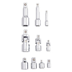 Kincrome Socket Accessory Set 1/4", 3/8"? & 1/2" Drive 10 Piece (Mirror Polish) | K2969