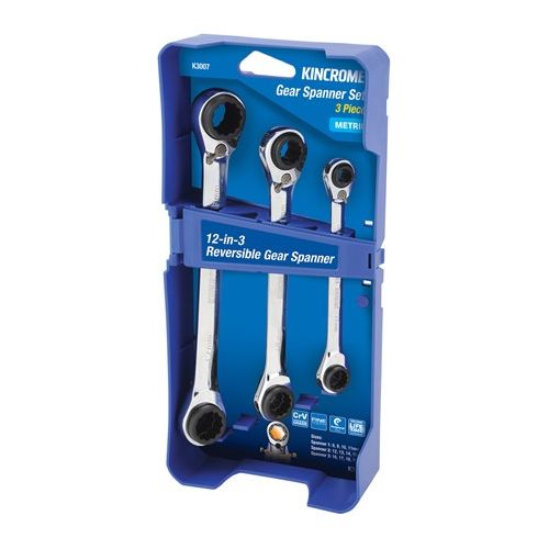 Kincrome Double Ring 12-in-3 Gear Spanner Set 3 Piece | K3007