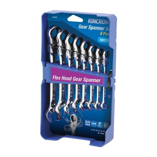 Kincrome Flex Head Gear Spanner Set 8 Piece - Metric | K3700