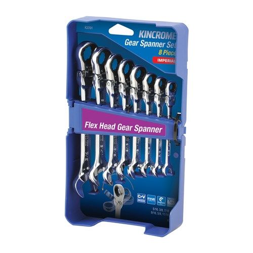 Kincrome Flex Head Gear Spanner Set 8 Piece - Imperial | K3701
