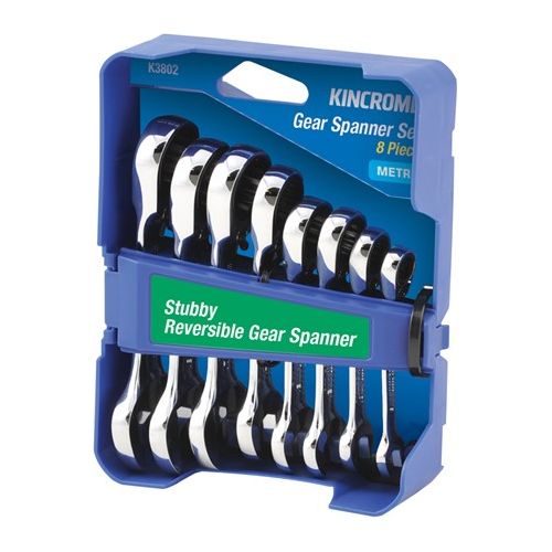 Kincrome Stubby Reversible Gear Spanner Set 8 Piece - Metric | K3802