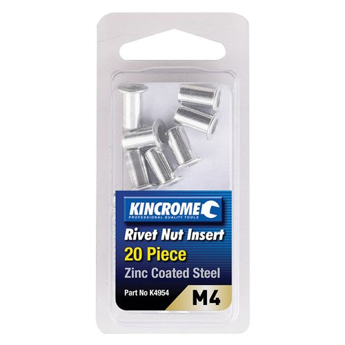 Kincrome Rivet Nut Insert M4 (Zinc Coated Steel) - 20 Pack | K4954