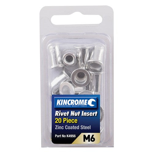 Kincrome Rivet Nut Insert M6 (Zinc Coated Steel) - 20 Pack | K4956