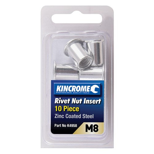 Kincrome Rivet Nut Insert M8 (Zinc Coated Steel) - 10 Pack | K4958